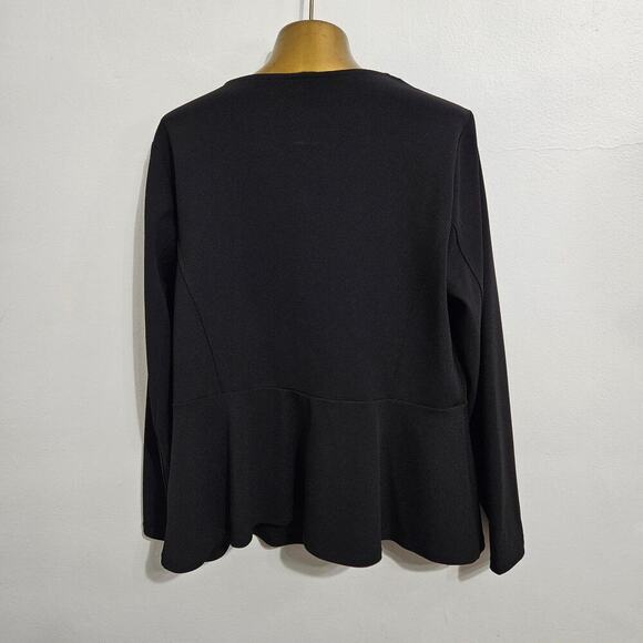 Donna Karen long sleeve peplum blazer top. Size Large. - Picture 3 of 7